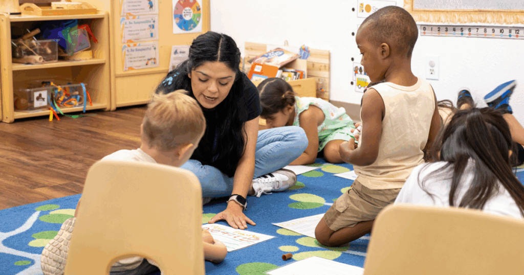 Bright and welcoming early learning classroom at Grateful Hearts Inc. in Las Vegas, featuring activity centers, child-sized furniture, and licensed affordable childcare learning materials.